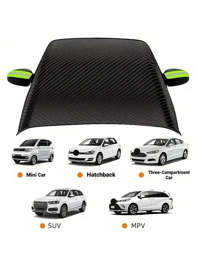 Green Magnetic Windshield Snow Cover Protector With Elastic Edges For All Vehicles - Image 4